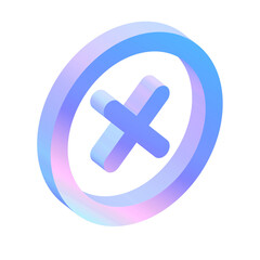 Obraz premium 3D Isometric Holographic Close Cancel Delete Icon with Pastel Gradient
