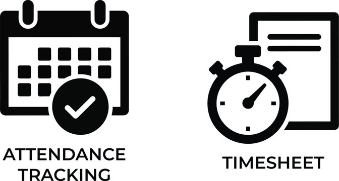Attendance tracking and timesheet icons