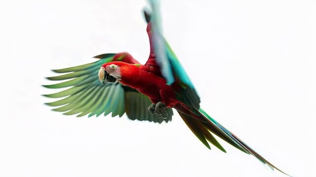 Flying Macaw Parrot Isolated on White