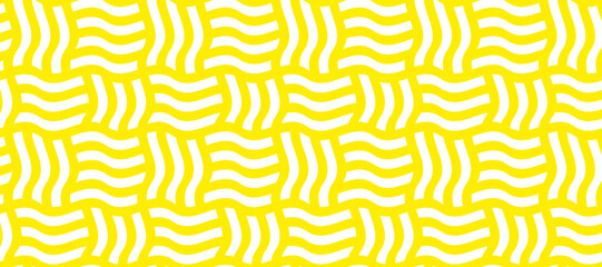 Fototapeta premium Wavy spaghetti line background, seamless yellow pasta pattern with geometric shapes for Italian cuisine branding, menu design and food packaging