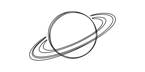 Continuous one line drawing Saturn Planet. Vector illustration, Continuous one line drawing planet Saturn. space concept. Single line draw design vector graphic illustration, © MOHAMMAD