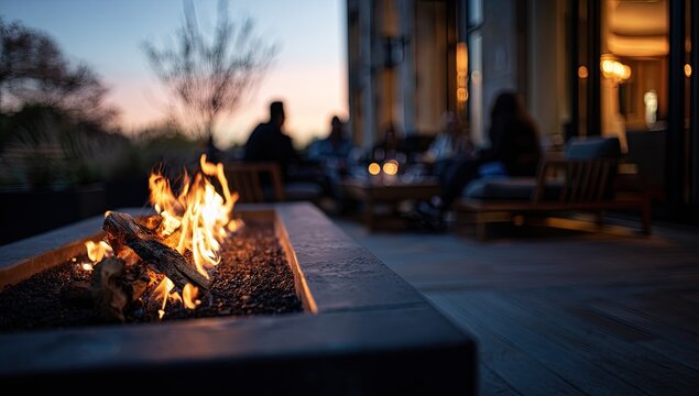 Cozy Evening Gathering Around a Warm Outdoor Fire Pit.