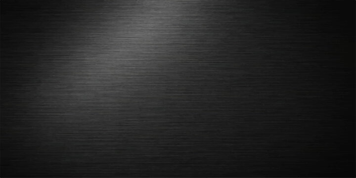 A dark brushed metal texture background features a black metallic steel pattern with a grey silver aluminum surface and grunge material design for a textured iron backdrop