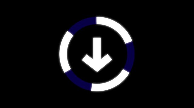 Download icon animation. Arrow down symbol reveal. slide, upload, download, downloading, uploading. Loading Animation on Transparent Background.