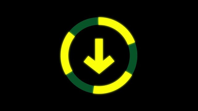 Download icon animation. Arrow down symbol reveal. slide, upload, download, downloading, uploading. Loading Animation on Transparent Background.