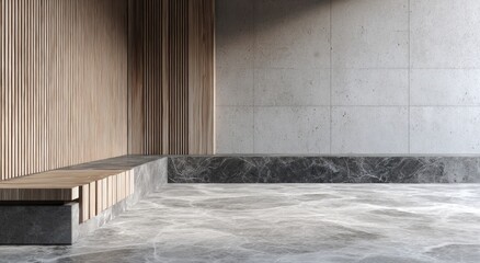 Modern Spa Interior with Natural Wood and Marble Elements.