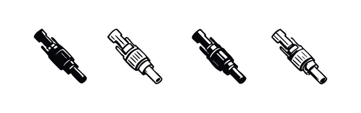 MC4 connector icon set for solar panels and photovoltaic system connections