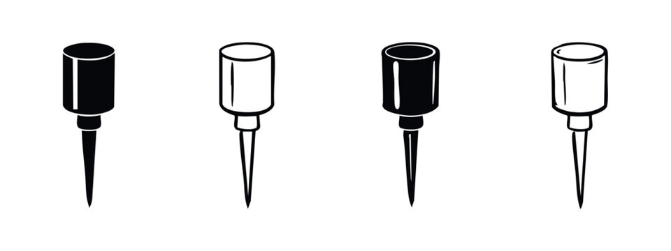 Drill bit or engraving tool icon set. Pointed stylus tip symbol for precision work.