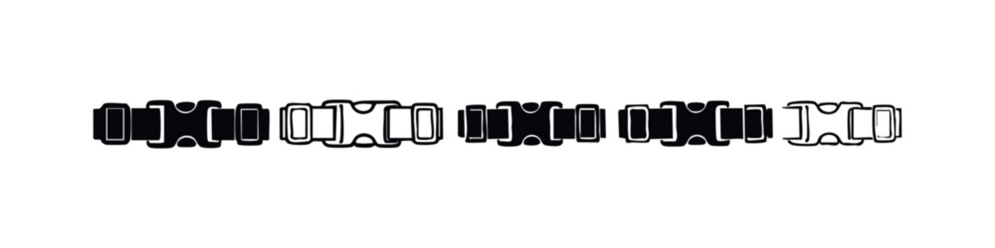 Side Release Buckle Icons, Flat and Hand-Drawn Styles for Accessories