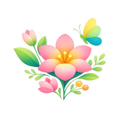 Naklejka premium PNG Vibrant floral butterfly illustration