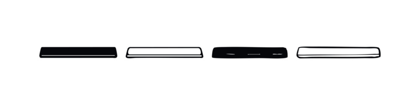 Simple Rectangular Block and Button Icons Set