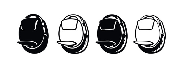 Electric unicycle (EUC) side view icon set. Self-balancing personal transporter for city commuting and recreation. © liubomir118809