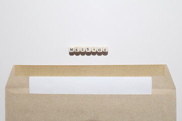 Message word above envelope symbolizing written communication, official letters, and information exchange.