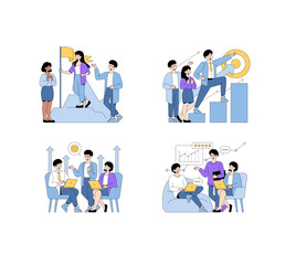 Obraz premium Business Success and Team Collaboration Vector Illustration