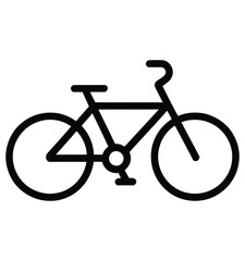 Obraz premium bicycle icon, black line style simple transport symbol isolated on white background for cycling apps, fitness tracking, eco friendly transportation projects, and modern vector interface design.