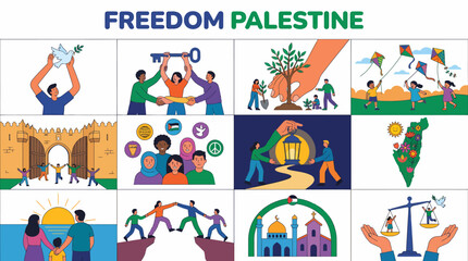 Palestine Freedom and Peace Concept Illustrations