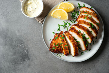 Crispy breaded chicken breast