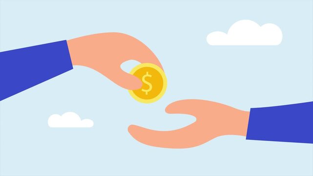 Businessman hand placed a coin on a sprouting money plant animation 4k motion graphic