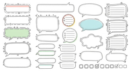 Obraz premium Collection of decorative speech bubbles and text frames with floral ornaments.