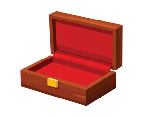 Open Wooden Jewelry Box With Red Lining