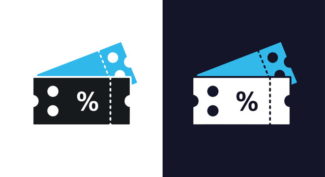 Blue Percentage Icon Set - Flat Design Minimalist Business Finance Vector - Glyph solid icon - Editable modern style icon