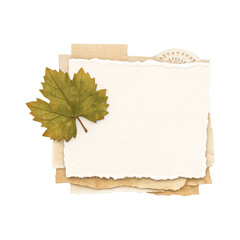 Fototapeta premium PNG Vintage autumn paper collage design.