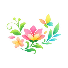 Naklejka premium PNG Colorful floral butterfly design