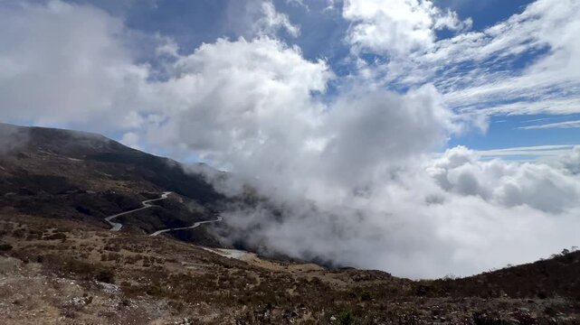 The fog rising in the highlands of the Andean highway in M&eacute;rida, Venezuela