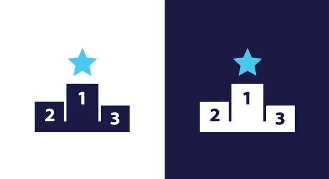 Number Ranking Icon Set - Blue Star Minimalist Business Success Vector - Line and glyph solid icon and logo templete