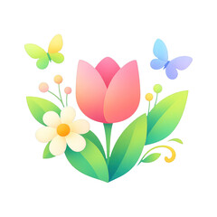 Naklejka premium PNG Colorful floral spring illustration