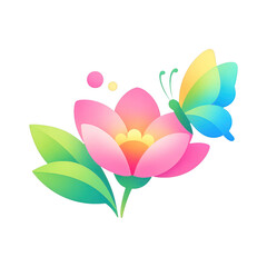 Naklejka premium PNG Colorful flower butterfly harmony