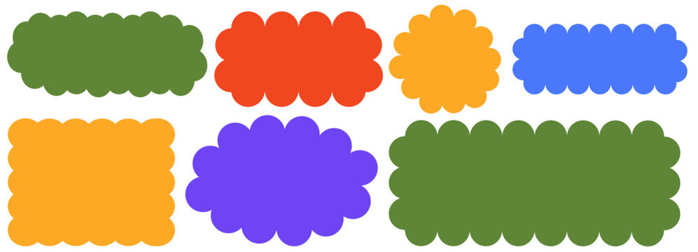 Shape frame bubble with cute line fluffy and wavy cloud rectangle. Paper design loose with card illustration think and cartoon decorative abstract. Speech simple shape with drawing air cute.