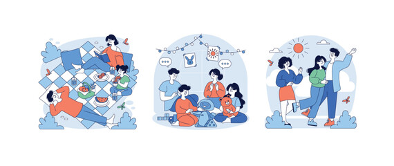 Fototapeta premium Family Bonding Activities Vector Illustration