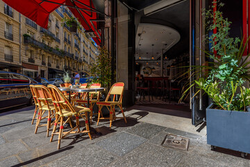 Cozy street in Paris, France. Architecture and landmarks of Paris. Postcard of Paris