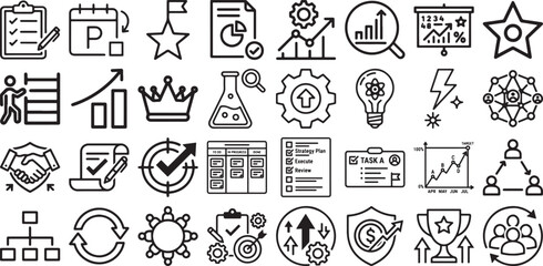 Project Management and Workflow Strategy Icon Set