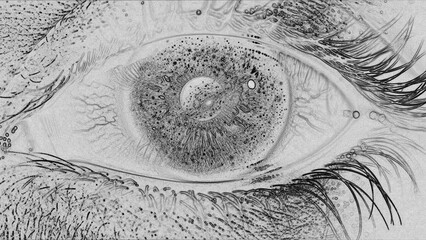 Fototapeta premium Close-Up Human Eye with Cosmic Nebula Iris, Surreal Galaxy Vision Abstract Concept Background