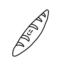 Hand drawn minimalist baguette french bread icon