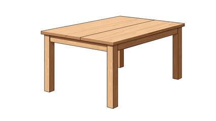 Fototapeta premium Classic four-legged wooden dining table with a natural grain finish, ideal for interior design concepts or furniture catalogs.