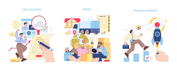 Fototapeta premium First Job Offer and Career Launch Vector Illustration