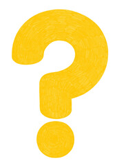 Yellow question mark symbol hand drawn illustration