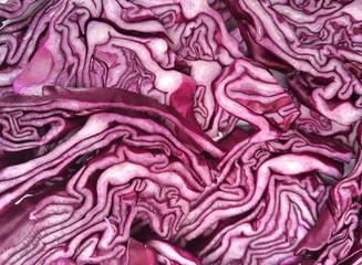 Obraz premium abstract and geometric view of beautiful section of cut red cabbage