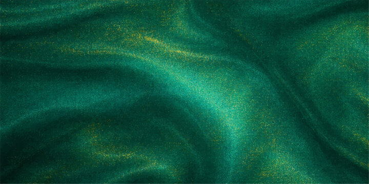 Smooth green silk fabric background with a luxury satin texture featuring soft flowing waves and shiny curves for an elegant textile backdrop design