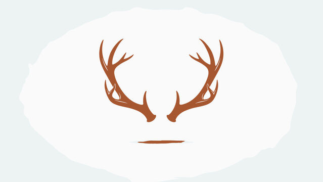 Symmetrical illustration of brown deer antlers on a white background with a decorative frame and a shadow at the bottom.