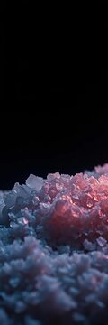 Grains of coarse salt crystallize like fractured moonlight on an inky abyss, a stark taste of earth,  abstract,  intense