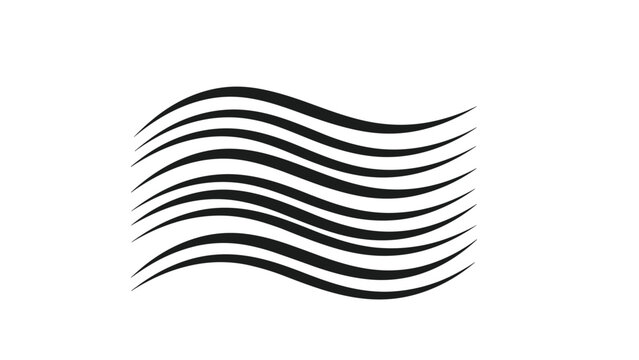 Series of horizontal black wavy lines creating a fluid and rhythmic pattern, representing waves, wind, sound, or abstract motion.