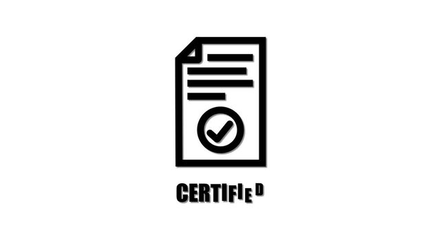 White checkmark on official document illustrating certification approval checkmark verified
