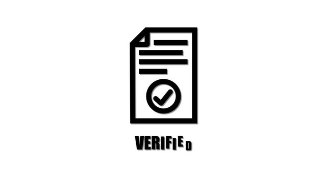 Verified checkmark stamp on document background black screen concept approval certification official confirmation validated checklist