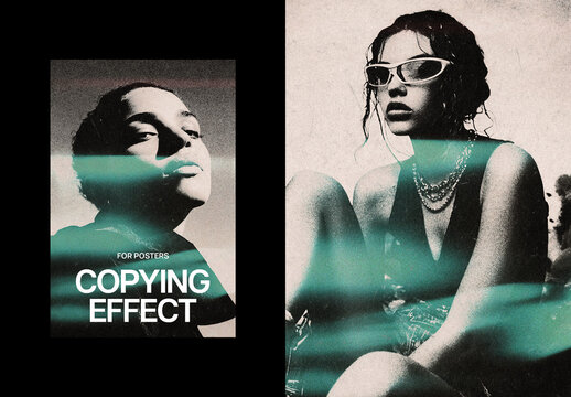 Mess Copier Poster Photo Effect Mockup