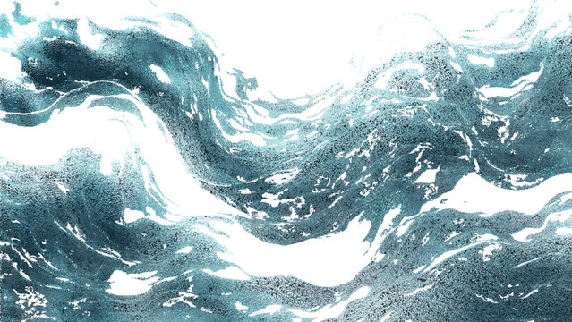 Vector Turbulent ocean waves crashing with foamy crests, a raw and beautiful display of nature's power.
