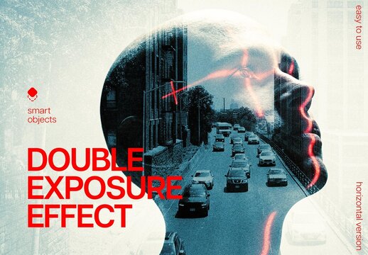 Double Exposure Photo Effect Mockup
